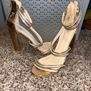 Elegant Gold Strappy Heels